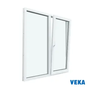 Пластиковое окно ПВХ VEKA 1200x1000мм (ВхШ) двухстворчатое однокамерный стеклопакет белый (с двух сторон)